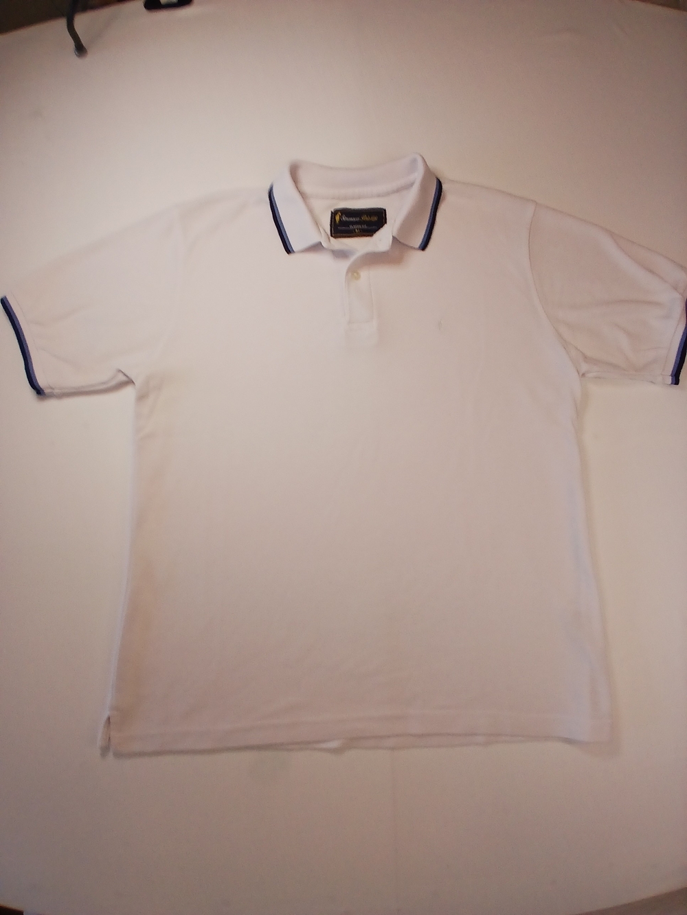 Men's White Polo with Navy Trim - Classic Short-Sleeve Polo